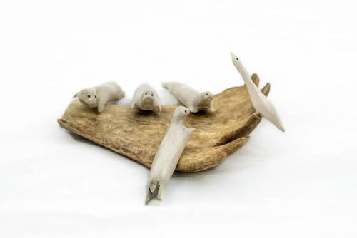 Seals and Bird on Antler