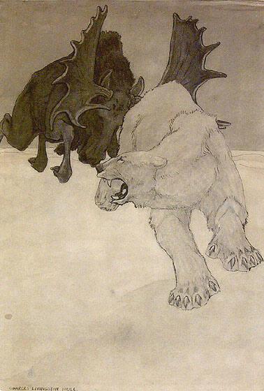 Moose Charging a Polar Bear