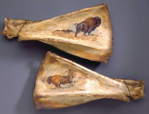 Buffalo Painted on Bison Bone