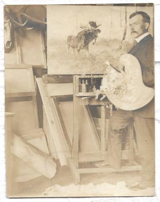Photograph of Carl Rungius in his Studio (Green Point, Long Island)
