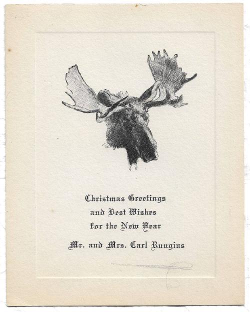 Christmas Card-Image of bull moose head