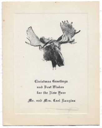 Christmas Card-Image of bull moose head
