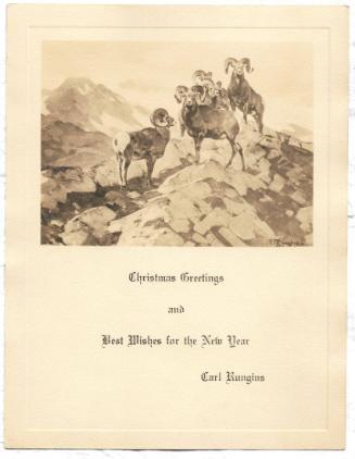 Christmas Card-five big horn sheep