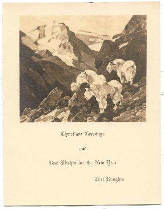 Christmas Card-five mountain goats
