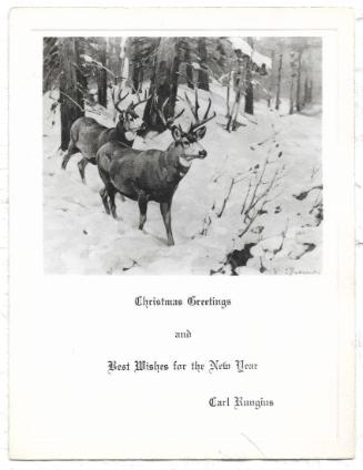 Christmas Card-Two mule deer