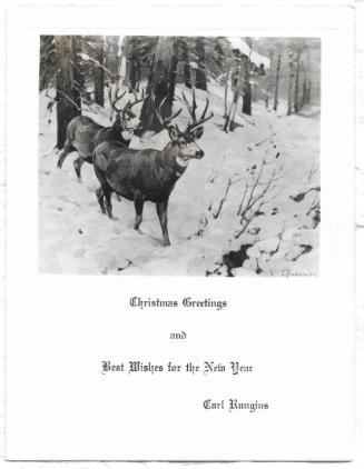 Christmas Card-After Two mule deer bucks